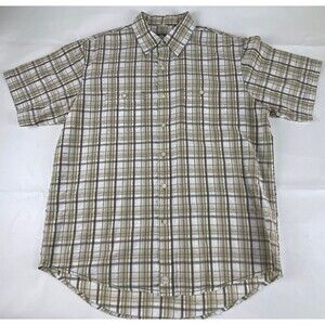 Timberland Mens button up t-shirt short sleeve large adult plaid collared
